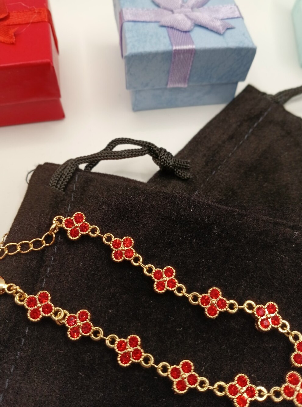 Red And Gold Bracelet Flower Clove New